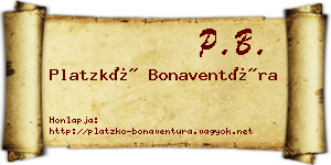 Platzkó Bonaventúra névjegykártya